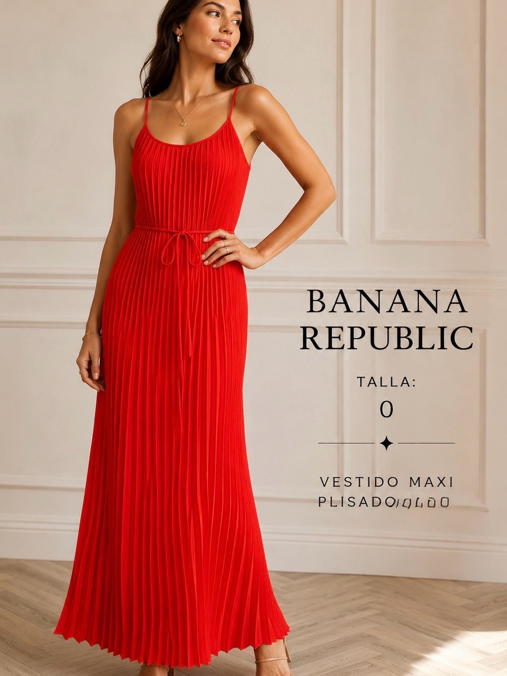 Banana Republic Vibrant orange Pleated Maxi Dress